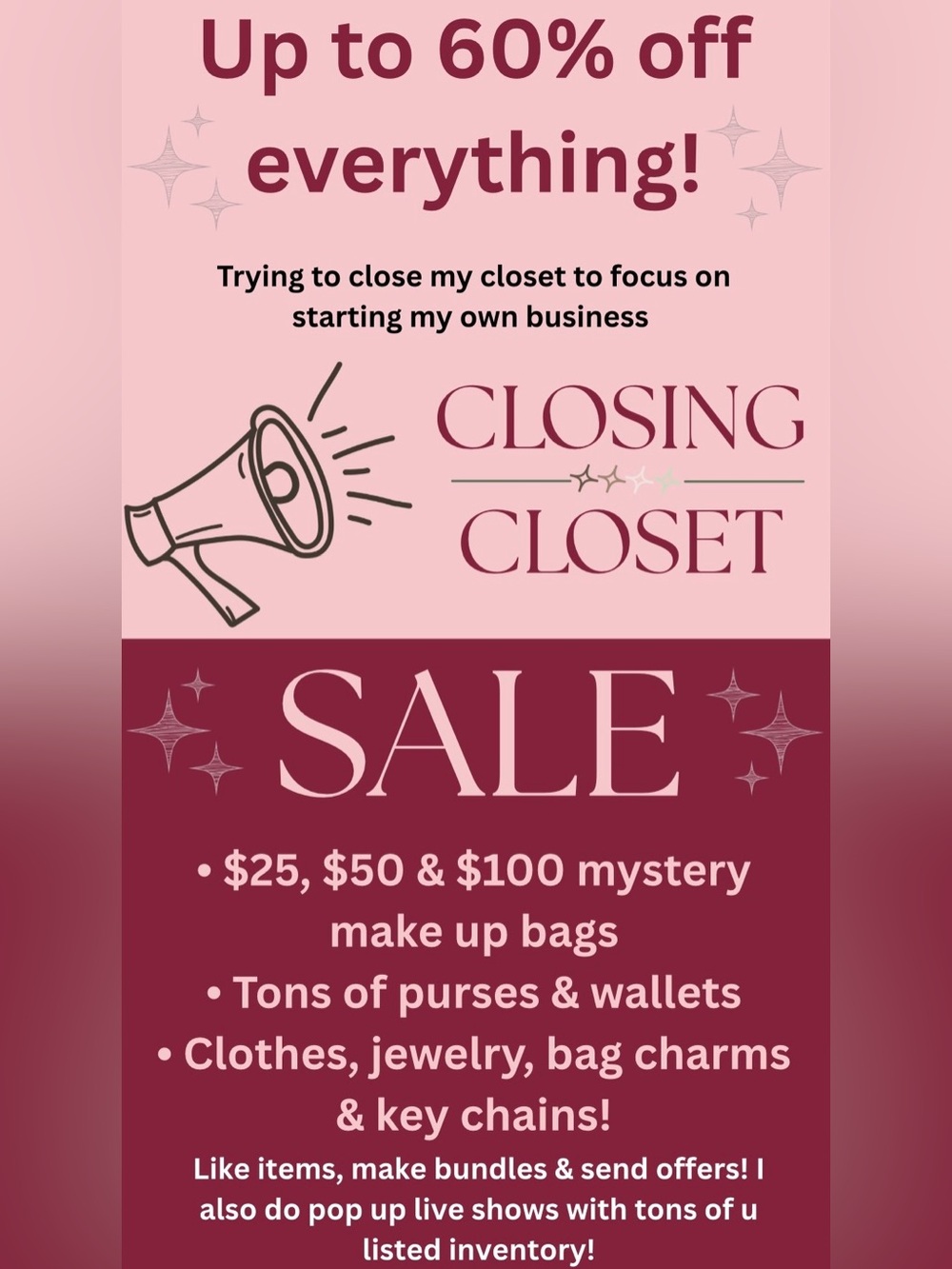 ‼️CLEARNACE‼️ CHECK OUT MY CLOSET🎉